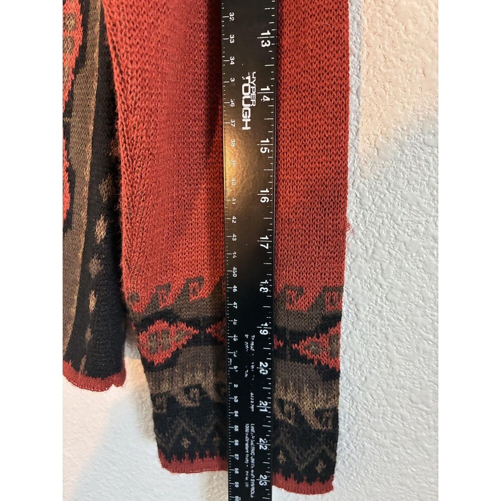 Caamano Cardigan Sweater Womens M Orange Alpaca Hand Knit Aztec Western Peru - Picture 8 of 16